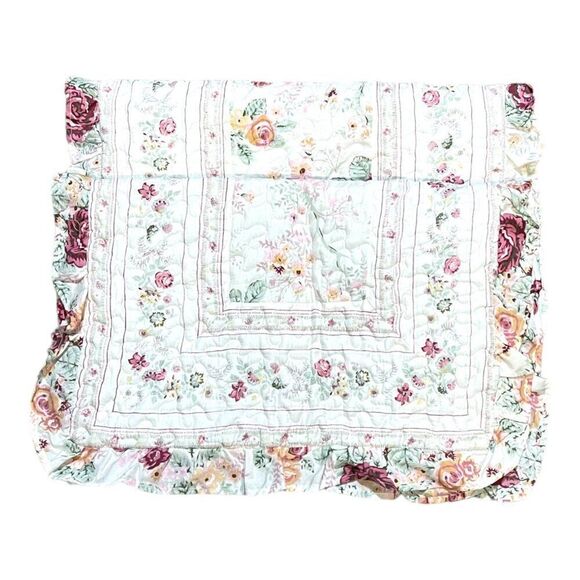 Victorian Floral Quilted Padded Greenland Home Floral pillowcase Pillow Sham - Picture 1 of 7
